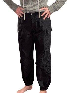 Sz.L*Almost Famous*Black Parachute Puffy Warm-Up Pants--Hi-Rise--Zip-Fly